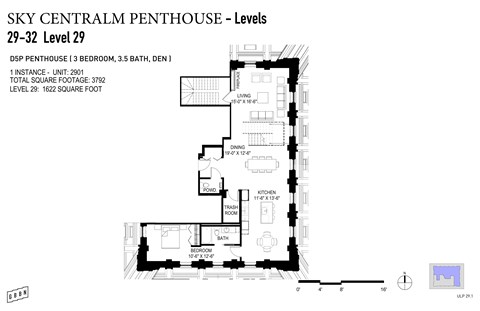 Floor plan for 3 beds, 3.5 baths, 2975 sqft